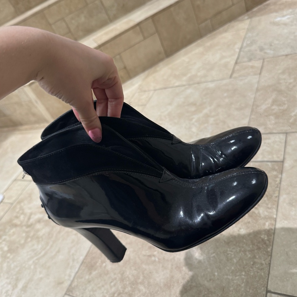 Tod's Glossy Black Heeled Boots for Women